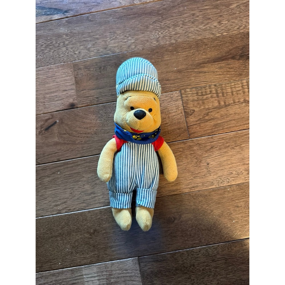 Disney Store Choo Choo Pooh Mini Bean Bag Plush Winnie The Pooh 8 inch